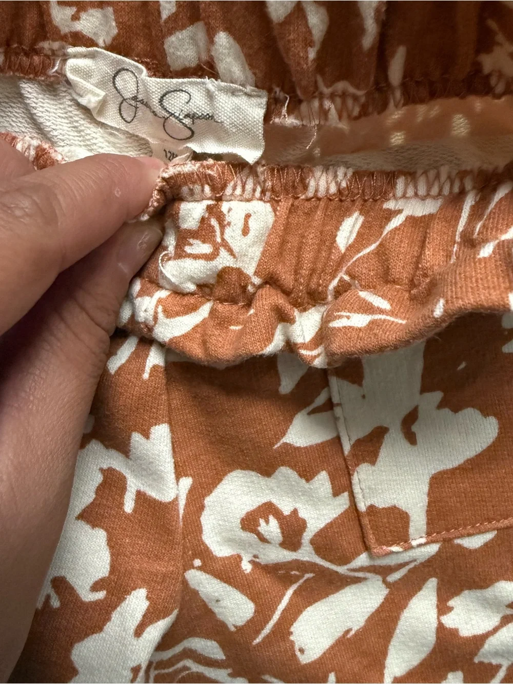 Jessica Simpson Rust and Cream Floral Crop Top & Wide Leg Jogger Set